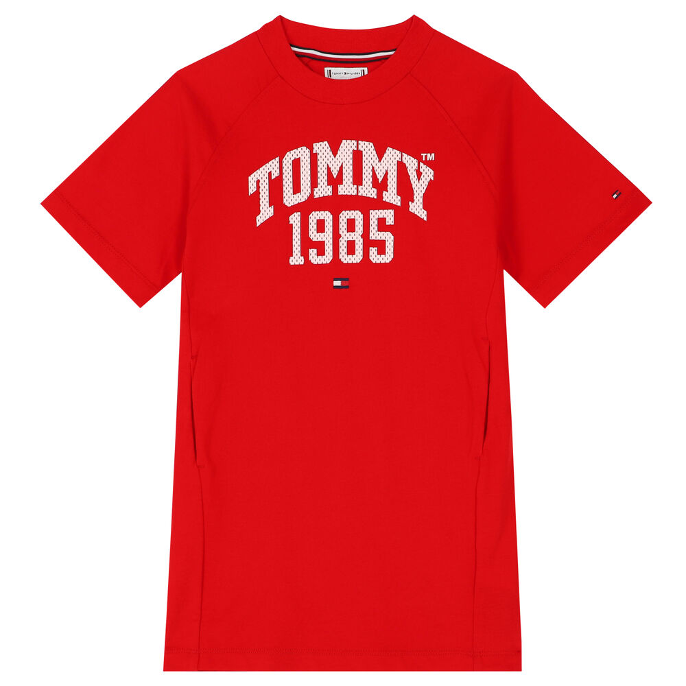 Tommy Hilfiger Girls Red Logo TShirt Dress Junior Couture UAE