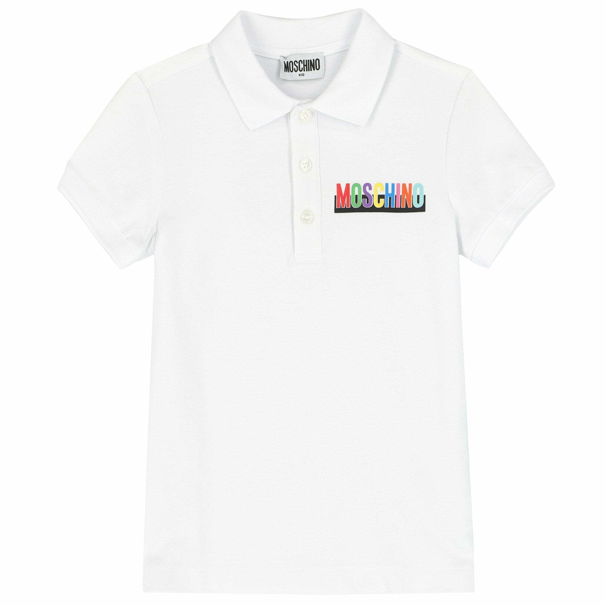 Moschino Boys White Logo Polo Shirt Junior Couture UAE
