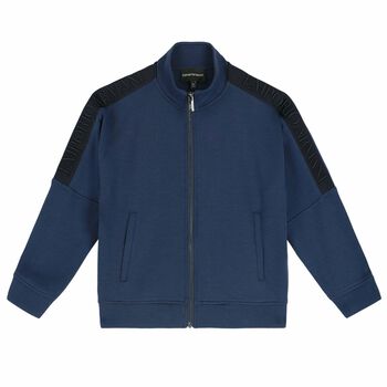 Boys Navy Logo Zip Up Top