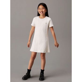 Girls Ivory Logo Dress