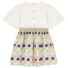 Girls Ivory Logo Floral Dress, 1, hi-res