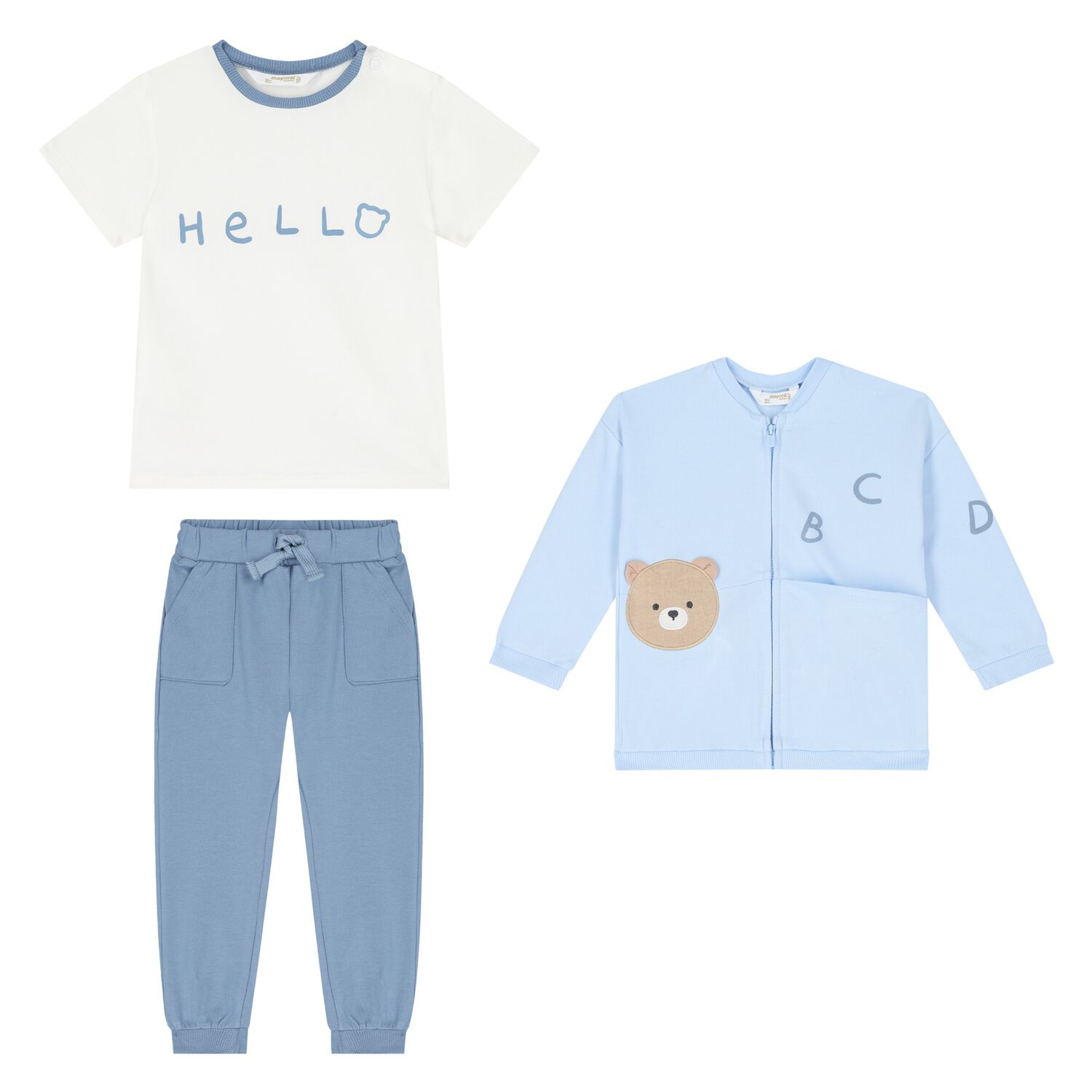 Baby Boys Blue & White Tracksuit Set, 2, hi-res