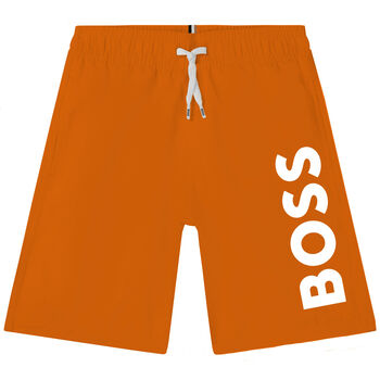 Boys Orange Logo Swim Shorts