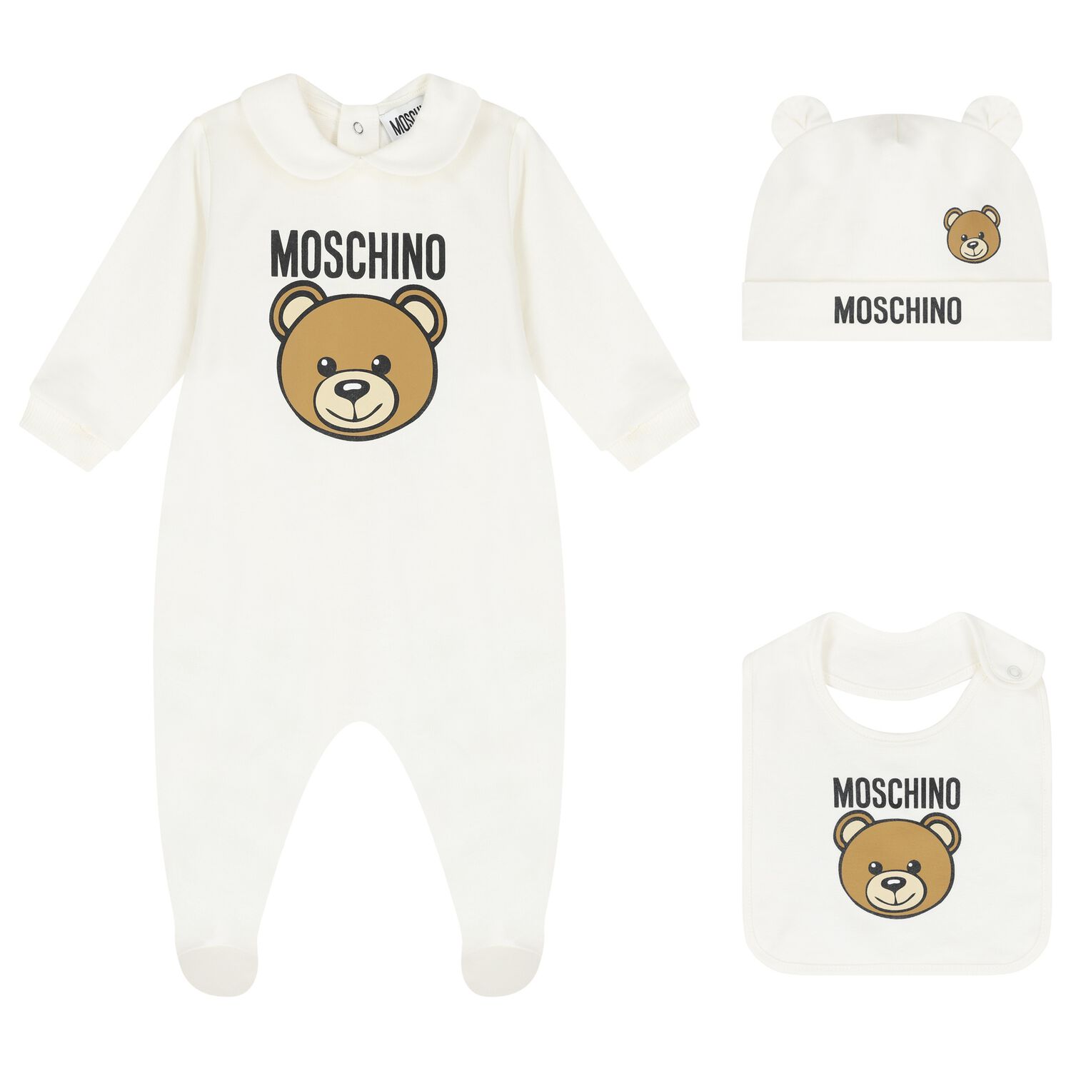 Ivory Teddy Bear Logo Babygrow Gift Set, 1, hi-res