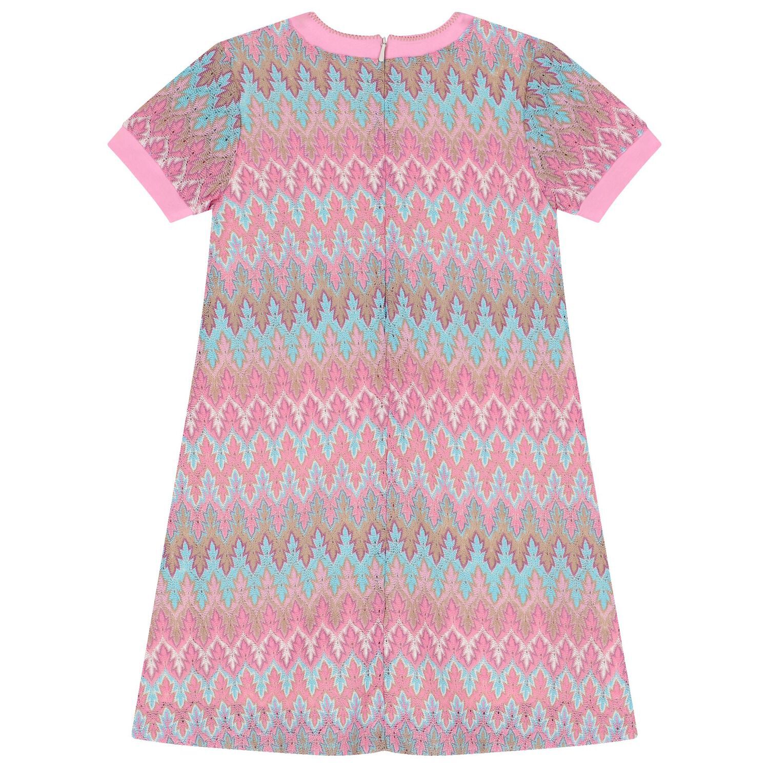 فستان بنات دانتيل باللون  الأزرق الأكوا والوردي, 1, hi-res