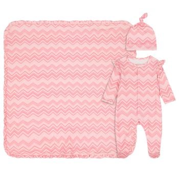 Baby Girls Pink Zig Zag Babygrow Gift Set