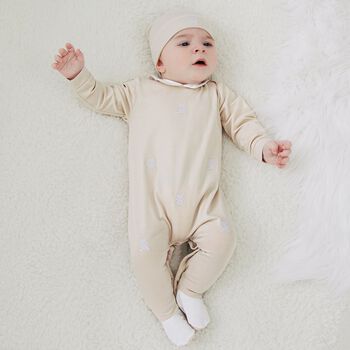 Baby Boys Beige Teddy Bear Babygrow Set