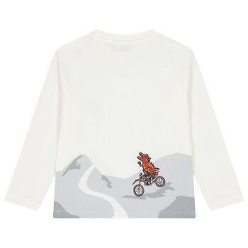 Boys Ivory Dinosaur Long Sleeve Top