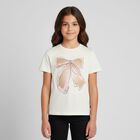 Girls Ivory Bow T-Shirt, 1, hi-res