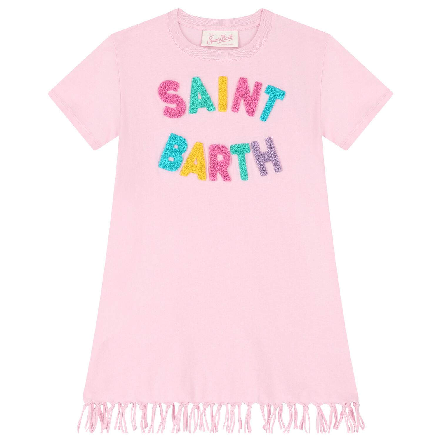 فستان بنات بالشعار باللون الوردي, 2, hi-res image number null