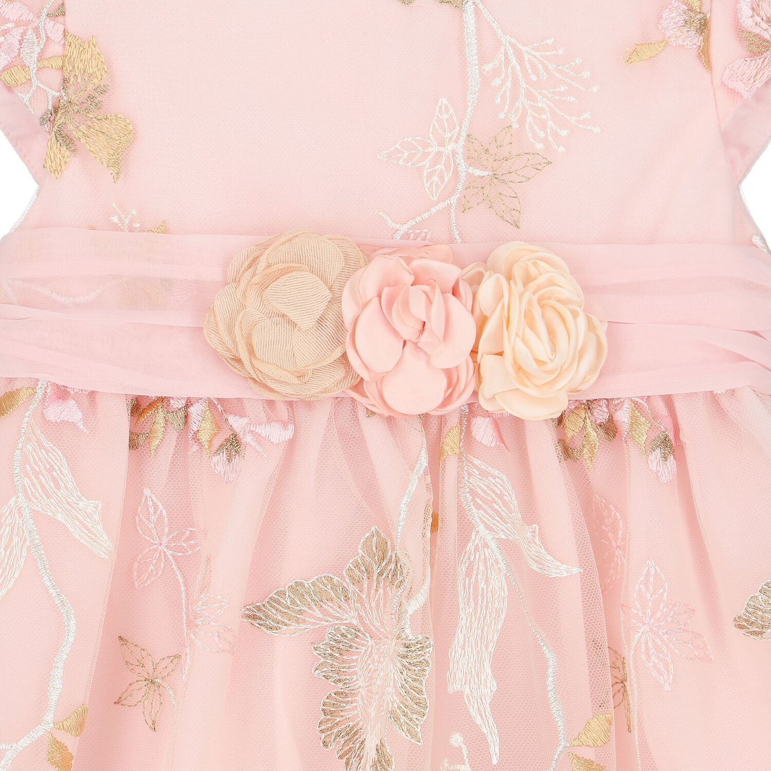 فستان بنات تول مطرز باللون الوردي, 1, hi-res image number null