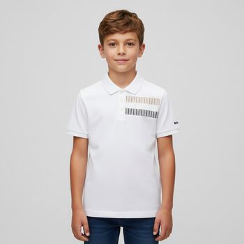 Boys White Logo Polo Shirt