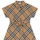 Girls Beige Check Dress, 1, hi-res