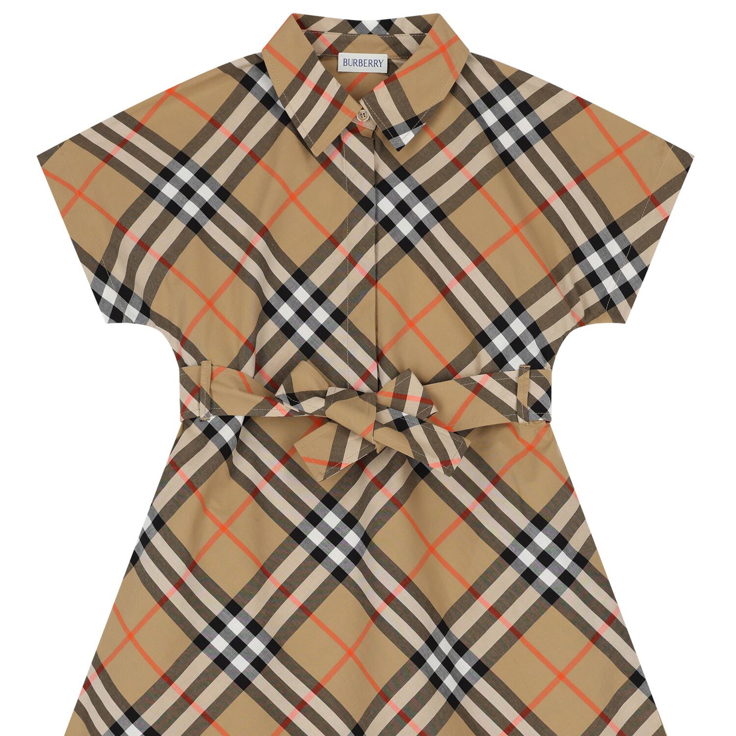 Girls Beige Check Dress, 1, hi-res