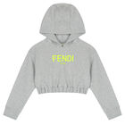 Girls Grey Logo Hooded Top, 1, hi-res