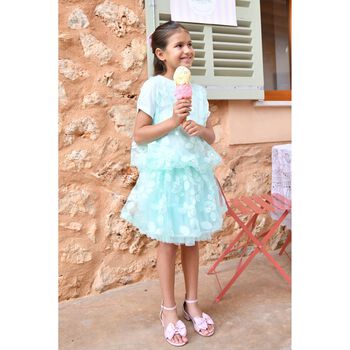 Girls Green Sequin Tulle Skirt