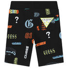 Boys Black Logo Shorts, 1, hi-res