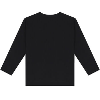 Girls Black Logo Long Sleeve Top