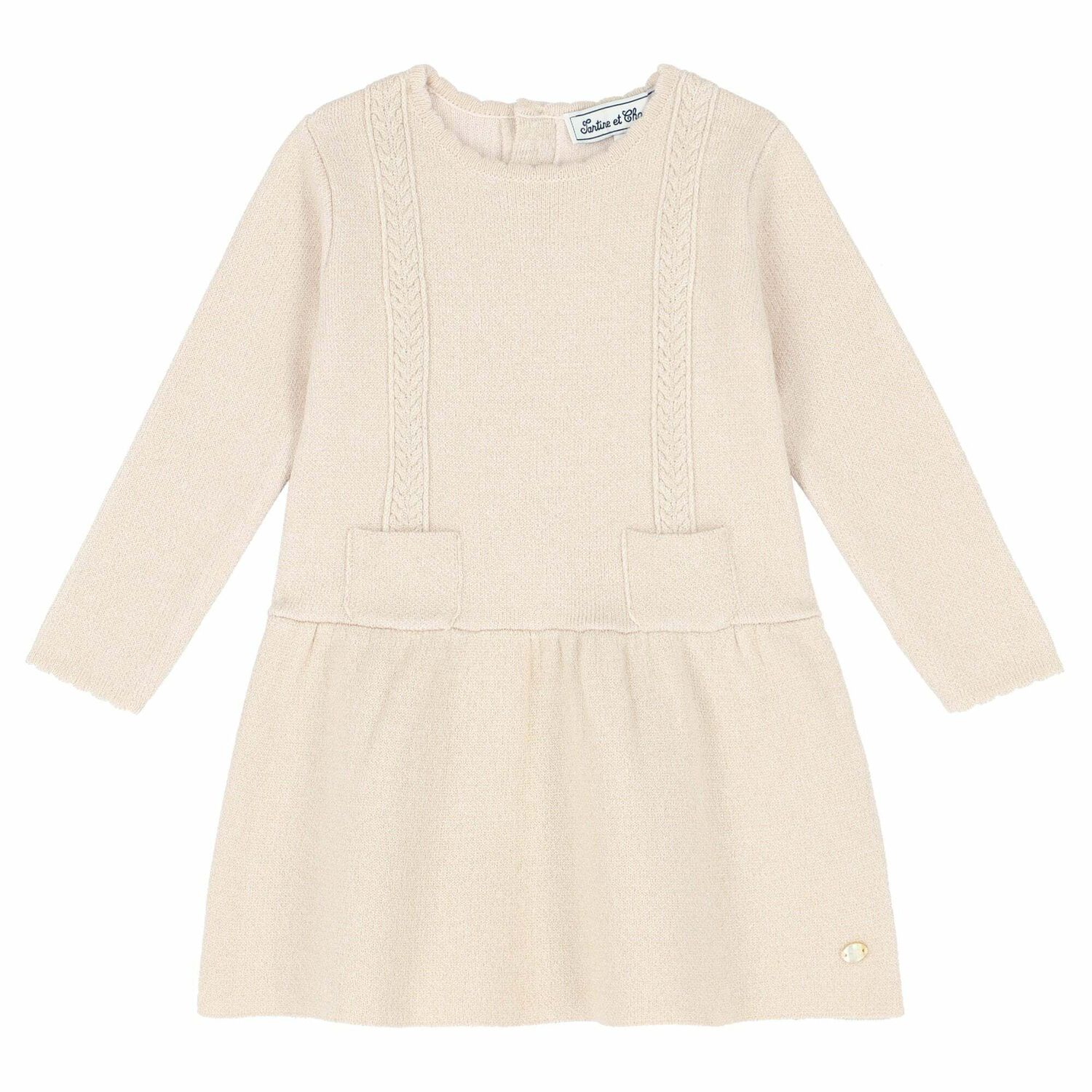 فستان باللون العاجى للبنات, 1, hi-res