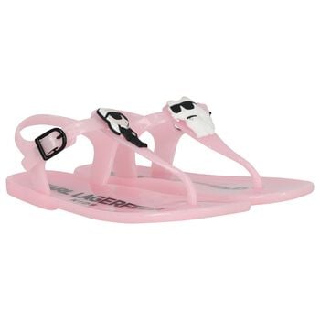 Girls Pink Karl & Choupette Jelly Sandals