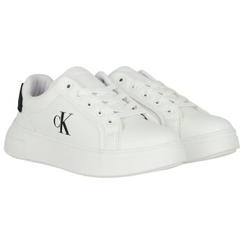 White & Black Logo Trainers