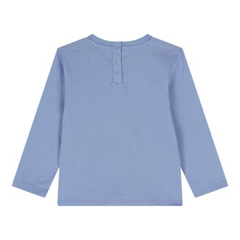 Baby Boys Blue Teddy Bear Logo Long Sleeve Top