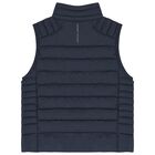 Boys Navy Blue Puffer Gilet, 1, hi-res