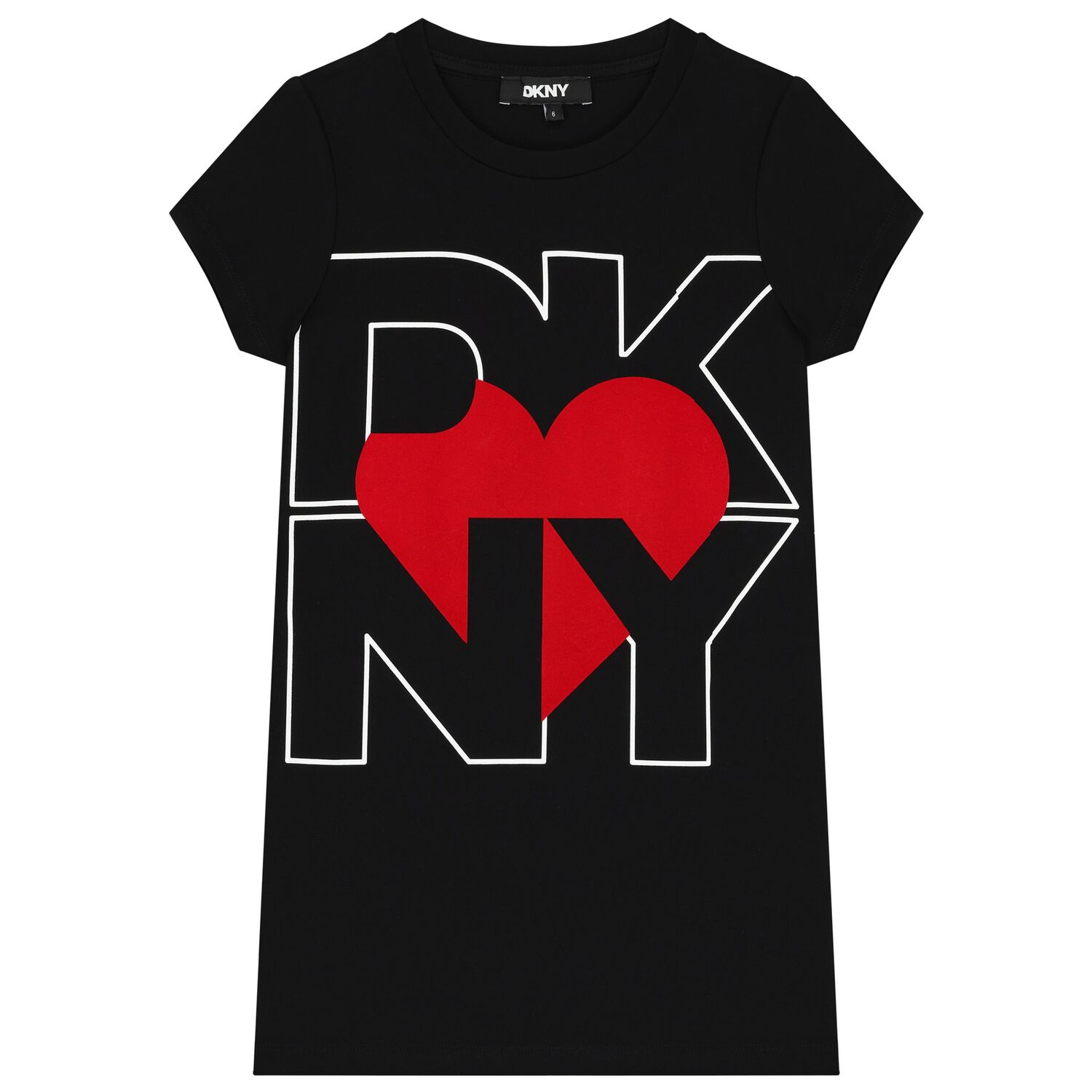 فستان بنات بالشعار باللون الأسود, 1, hi-res