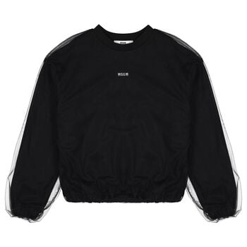 Girls Black Logo Overlay Tulle Sweatshirt