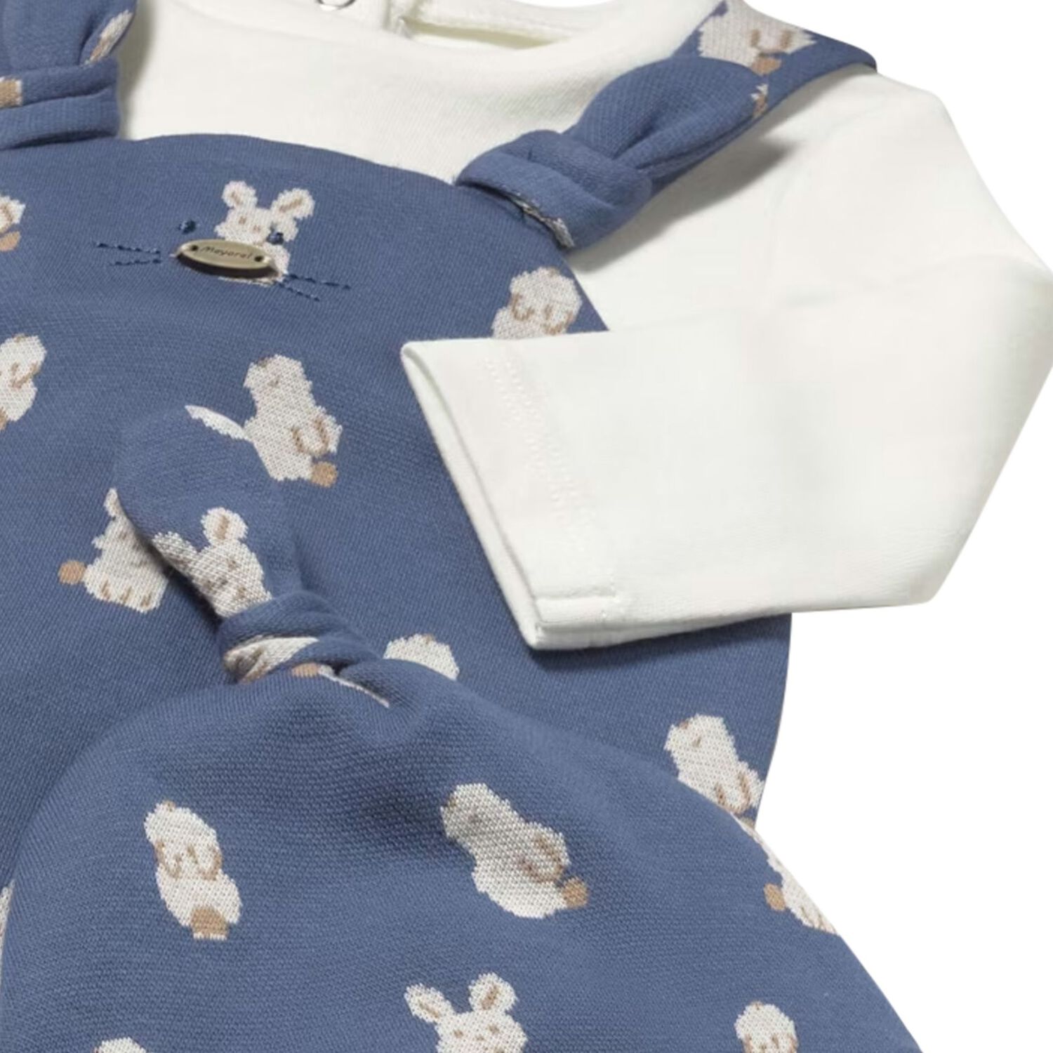 Baby Boys Ivory & Blue Babygrow Set, 3, hi-res