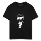 Boys Black Ikonik Karl T-Shirt, 1, hi-res