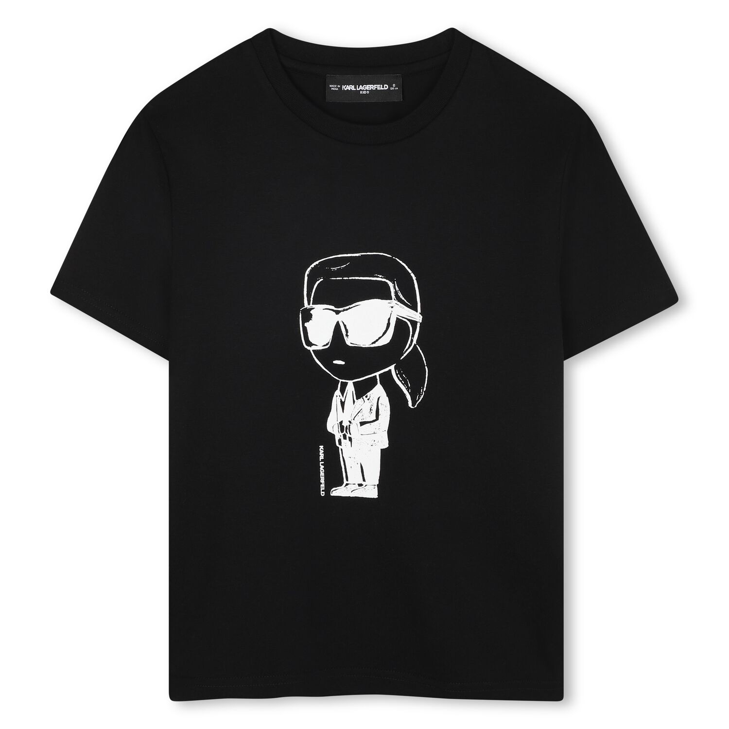 Boys Black Ikonik Karl T-Shirt, 1, hi-res