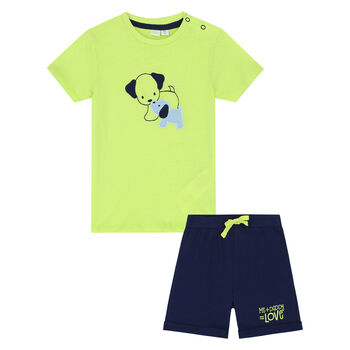Baby Boys Green & Navy Shorts Set