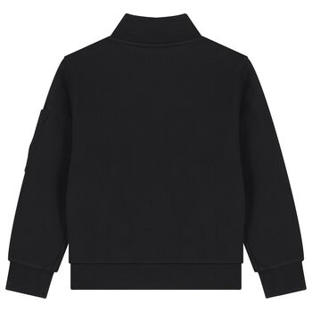 قميص بسحاب بشعار للأولاد باللون الأسود