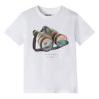 Boys White Binoculars T-Shirt, 1, hi-res