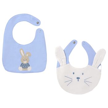 Baby Boys Ivory & Blue Bibs ( 2 Pack )