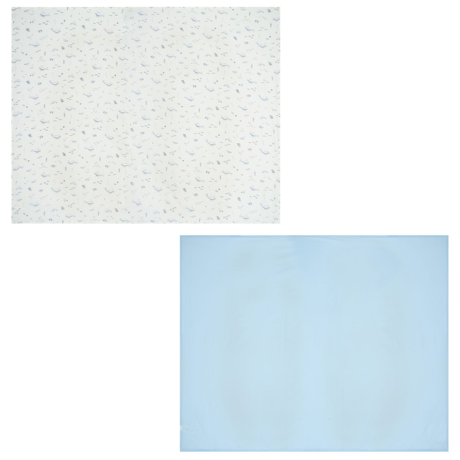 مناديل موسلين للأطفال الصغار باللونين الأبيض والأزرق برسومات حيوانات بحرية (عبوة من قطعتين), 1, hi-res image number null