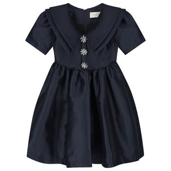 Girls Navy Blue Crystal Dress