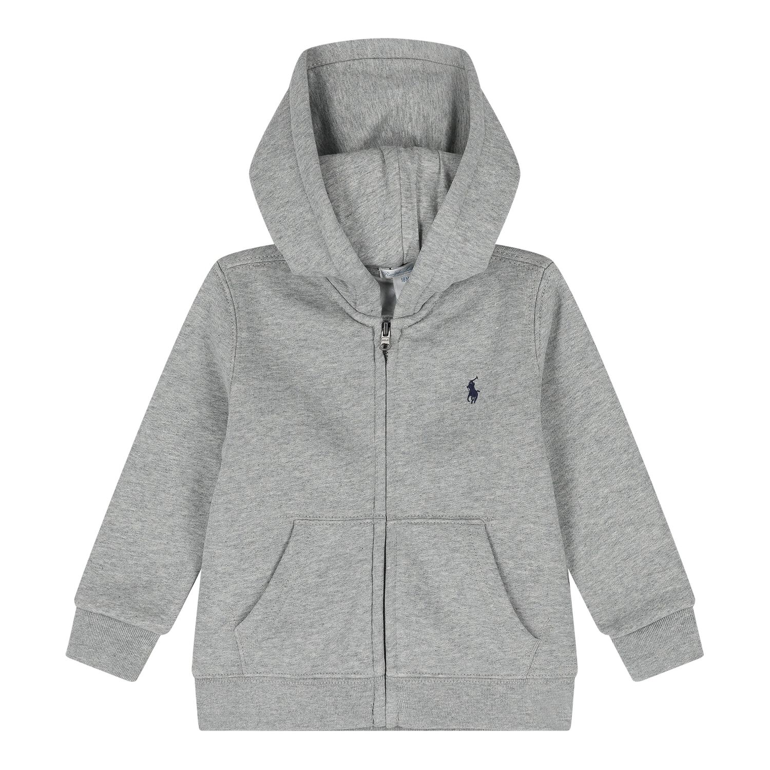 Baby Boys Grey Logo Hooded Zip Up Top, 1, hi-res