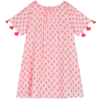 Girls Pink & White Cotton Beach Dress