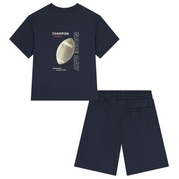 Boys Navy Blue Shorts Set
