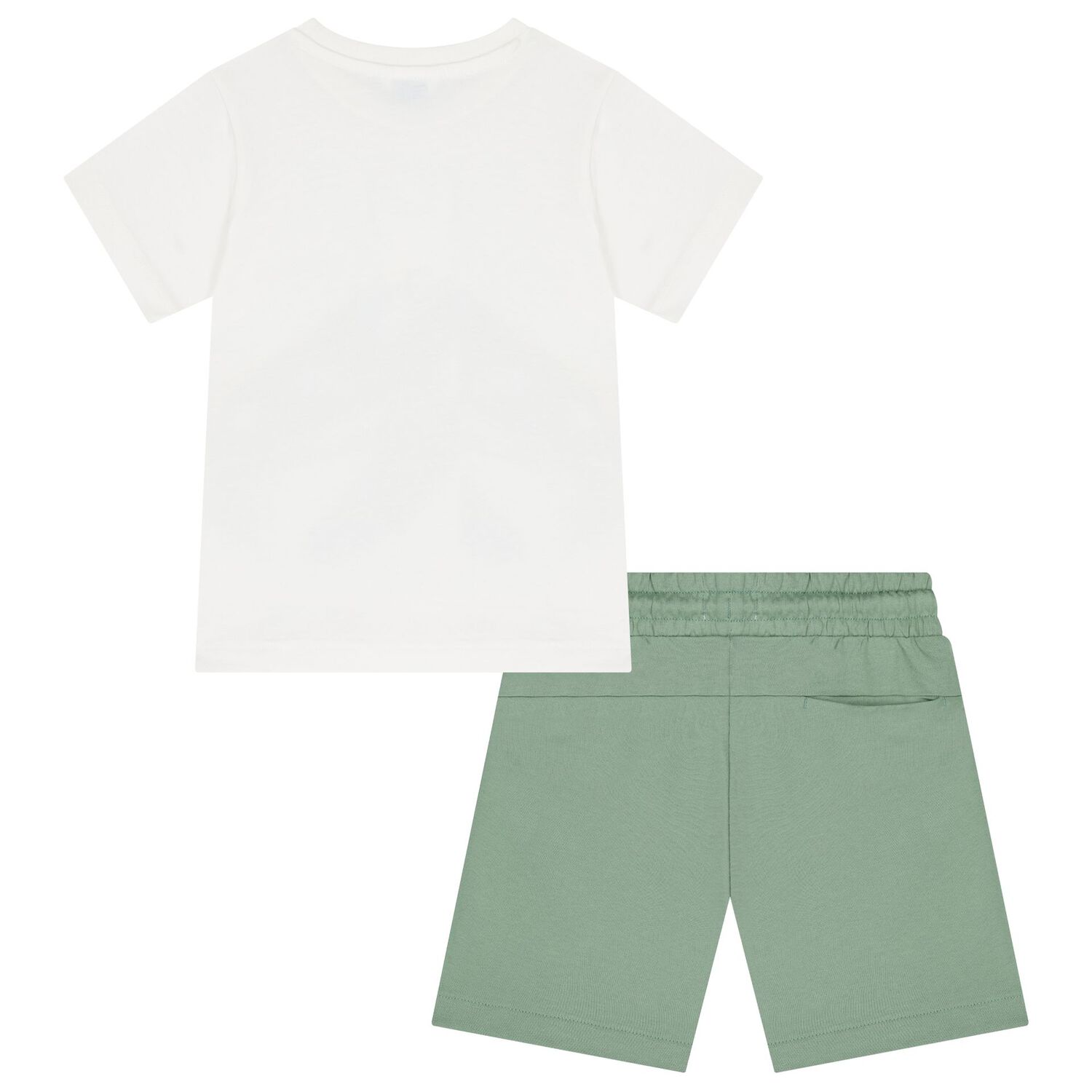 Boys White & Green Shorts Set, 1, hi-res