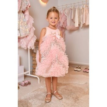 Girls Pink Sequin Tulle Dress