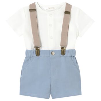 Baby Boys White & Blue Shorts Set