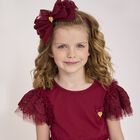 Girls Burgundy Bow Headband, 1, hi-res