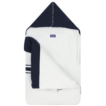 Baby White & Navy Blue Boys Logo Nest