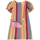 فستان بالشعار بطبعة الحقيبة باللون الذهبي و الوردي , 1, hi-res