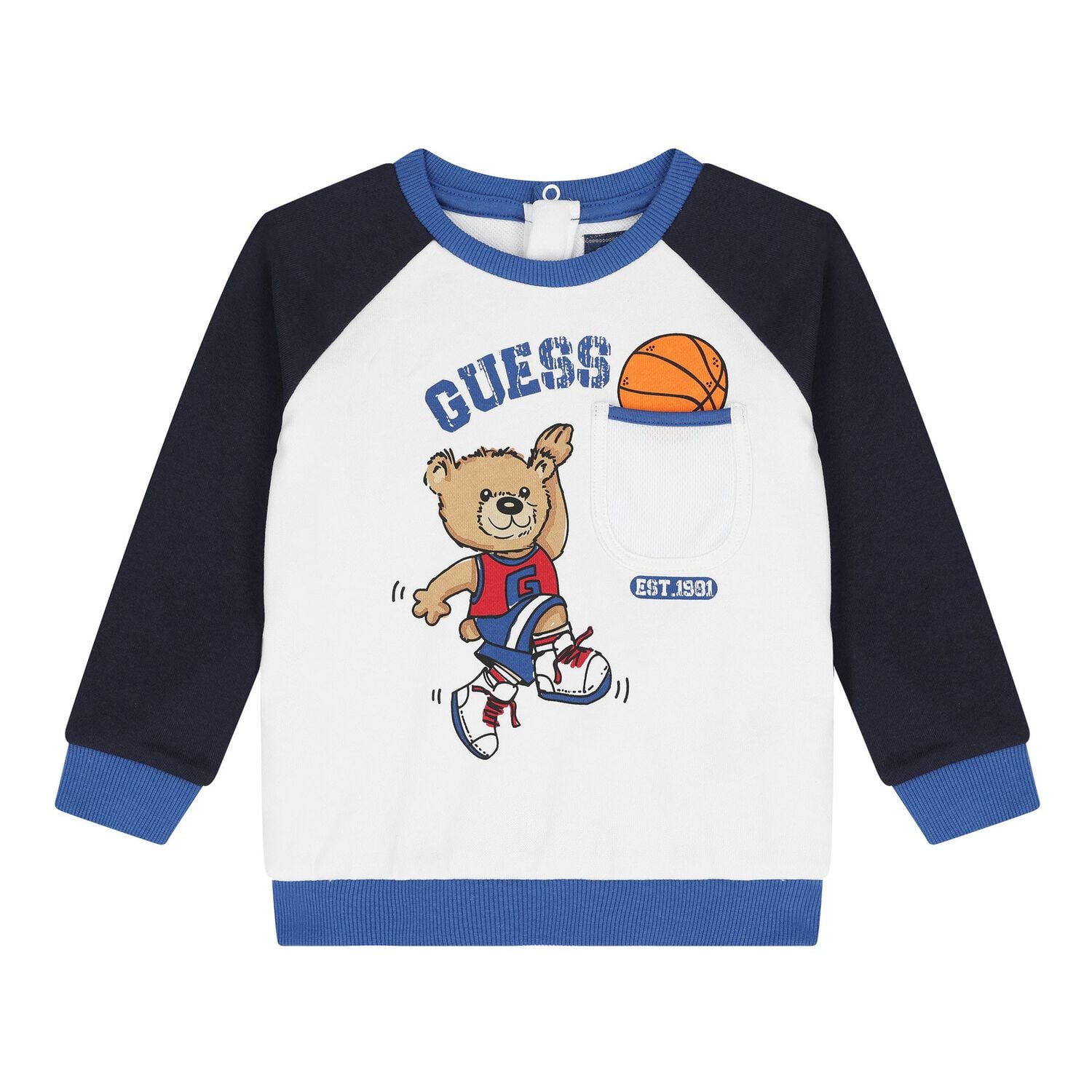 Baby Boys Navy Blue & White Teddy Bear Logo Tracksuit, 1, hi-res