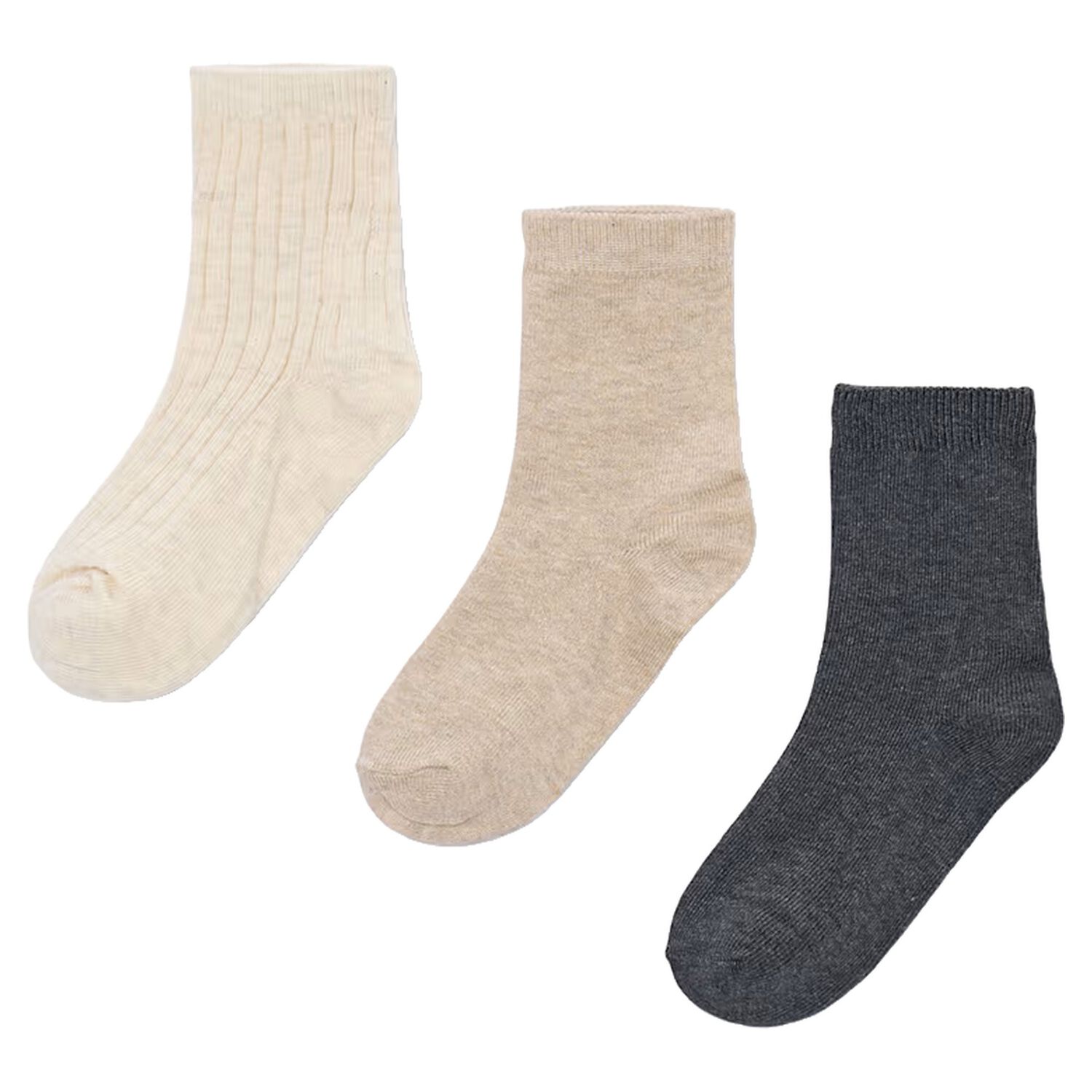 Boys Ivory, Beige & Grey Knitted Socks (3 Pack) , 1, hi-res
