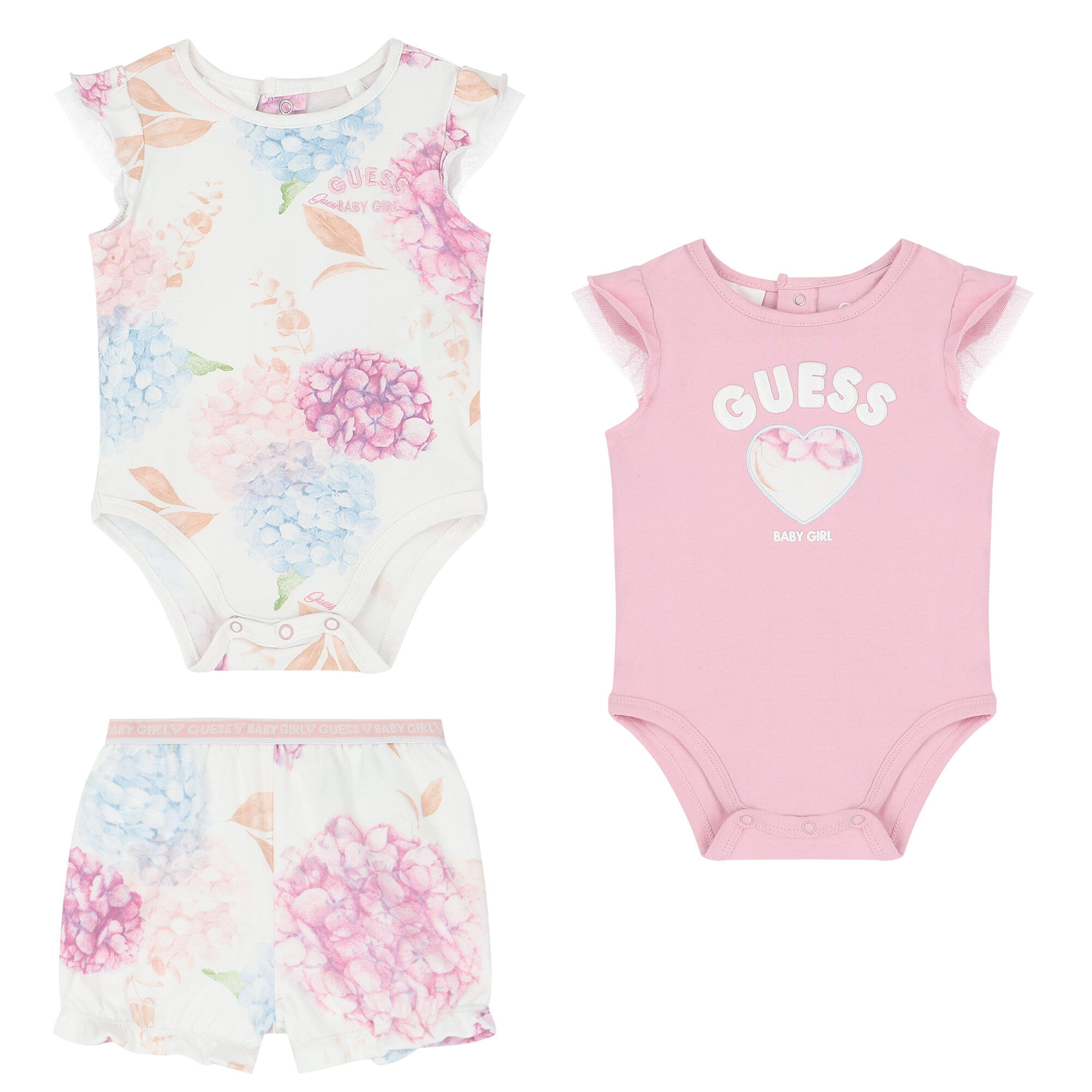 Guess Baby Girls Pink White Logo Bodysuit Set Junior Couture UAE